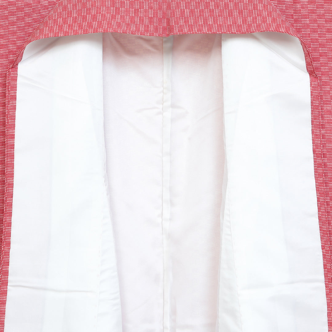 小紋 袷 身丈156cm 裄丈64cm 正絹 Sランク インフォーマル 広衿 Mサイズ 市松 赤系 RP 1221-00767