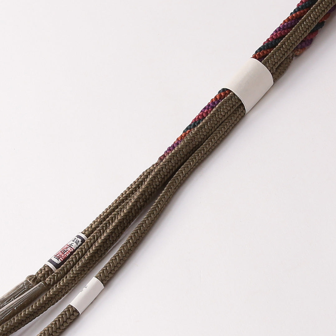 新古品 帯締め 正絹 Nランク 角組紐 冠組 緑系 多色系 1236-01558