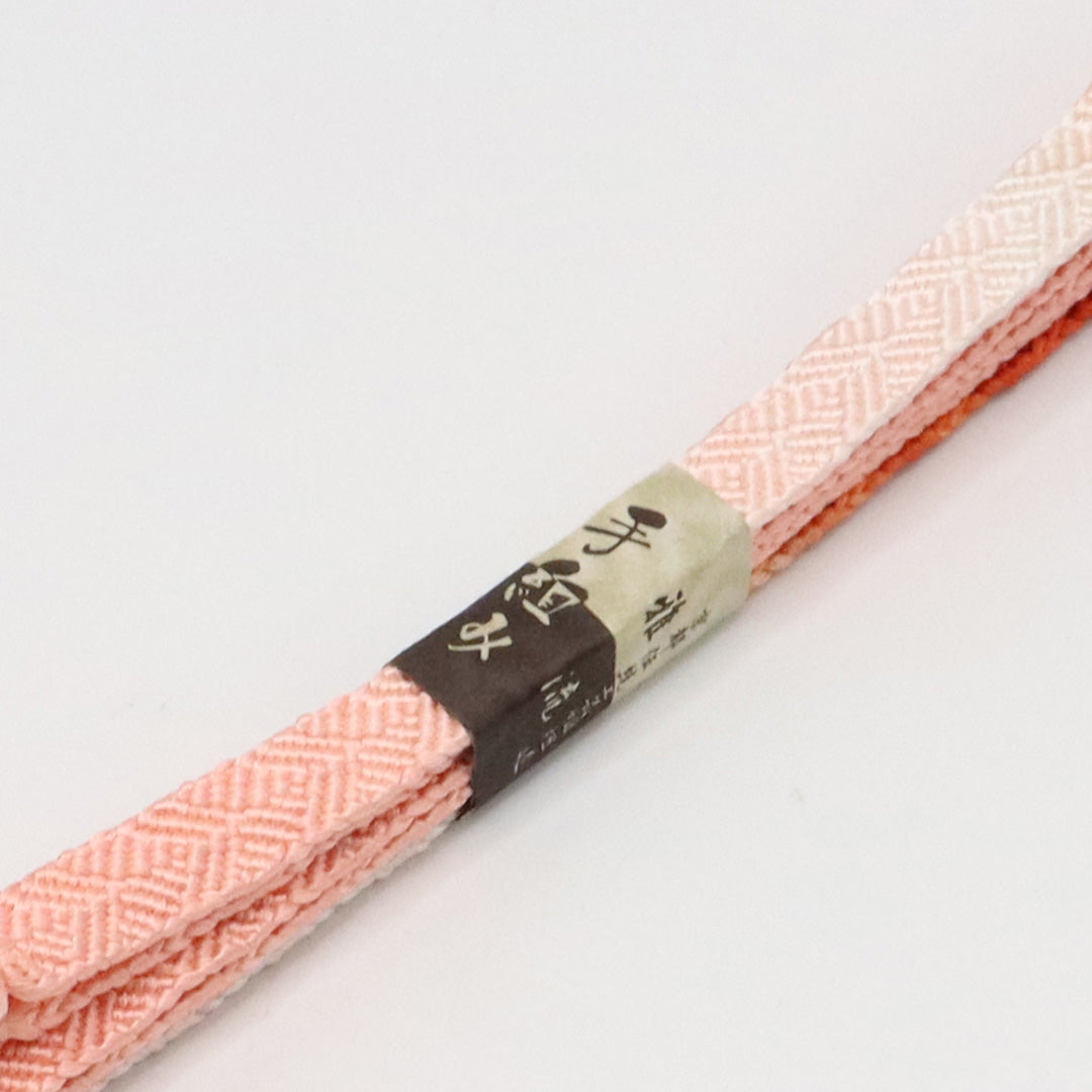 新古品 帯締め 正絹 Nランク 平組紐 唐組 ピンク系 白系 1236-01092