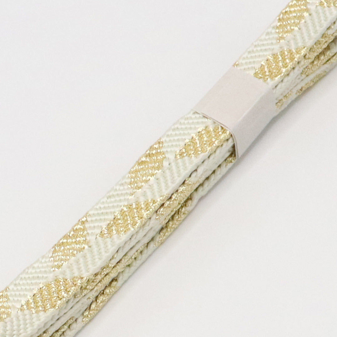 新古品 帯締め 留袖用 正絹 Nランク 平組紐 笹浪組 白系 金系 1236-01183