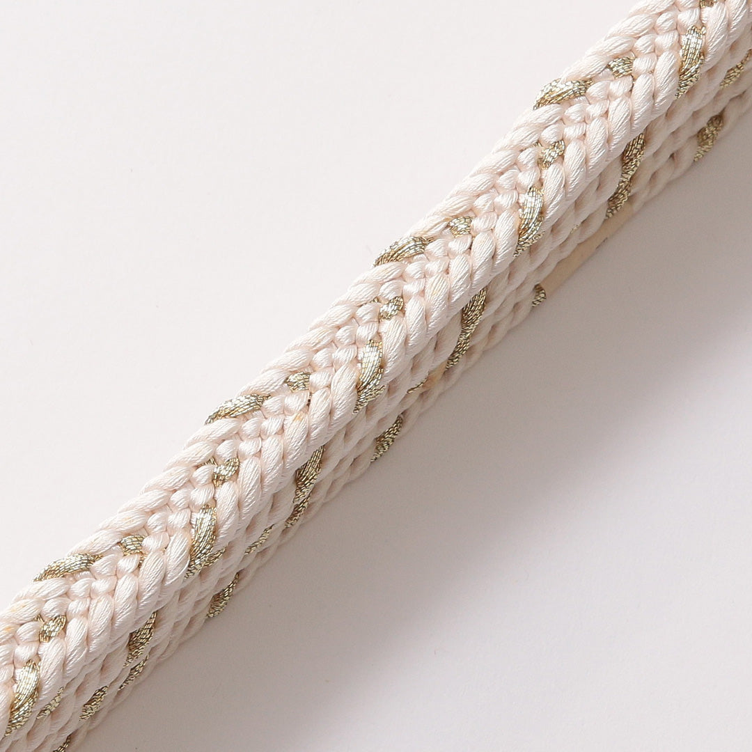 未使用品 帯締め 留袖用 正絹 Aランク 平組紐 白系 金系 共箱 D 1236-01391