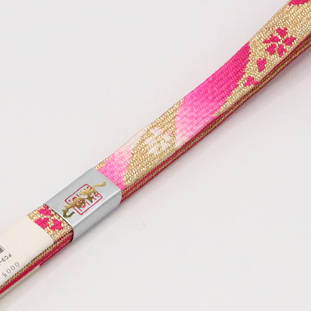 新古品 帯締め 礼装用 正絹 Nランク 平組紐 高麗組 ピンク系 金系 1236-01100