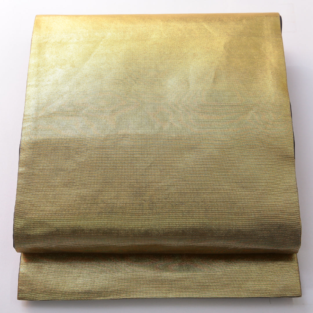 袋帯 帯丈440cm 井筒工芸　本金箔 フォーマル 六通 帯芯なし Sランク 正絹 金箔 無地 金系 1223-02167