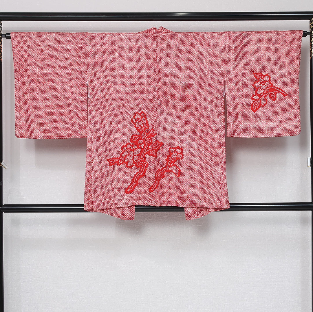 羽織 身丈80cm 裄丈64.5cm Bランク M 正絹 袷 絞り 紐あり 紫陽花 カジュアル ピンク系 1217-12104