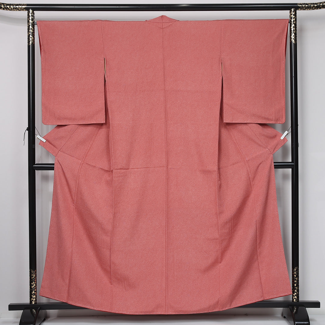 江戸小紋 身丈158cm 裄丈66.5cm Sランク M 正絹 袷 広衿 鮫 セミフォーマル 赤系 1262-12014