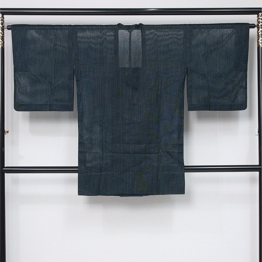 夏物 道行コート 身丈92cm 裄丈65.5cm Aランク M 正絹 夏物 菱 レース調 フォーマル 緑系 1263-12100