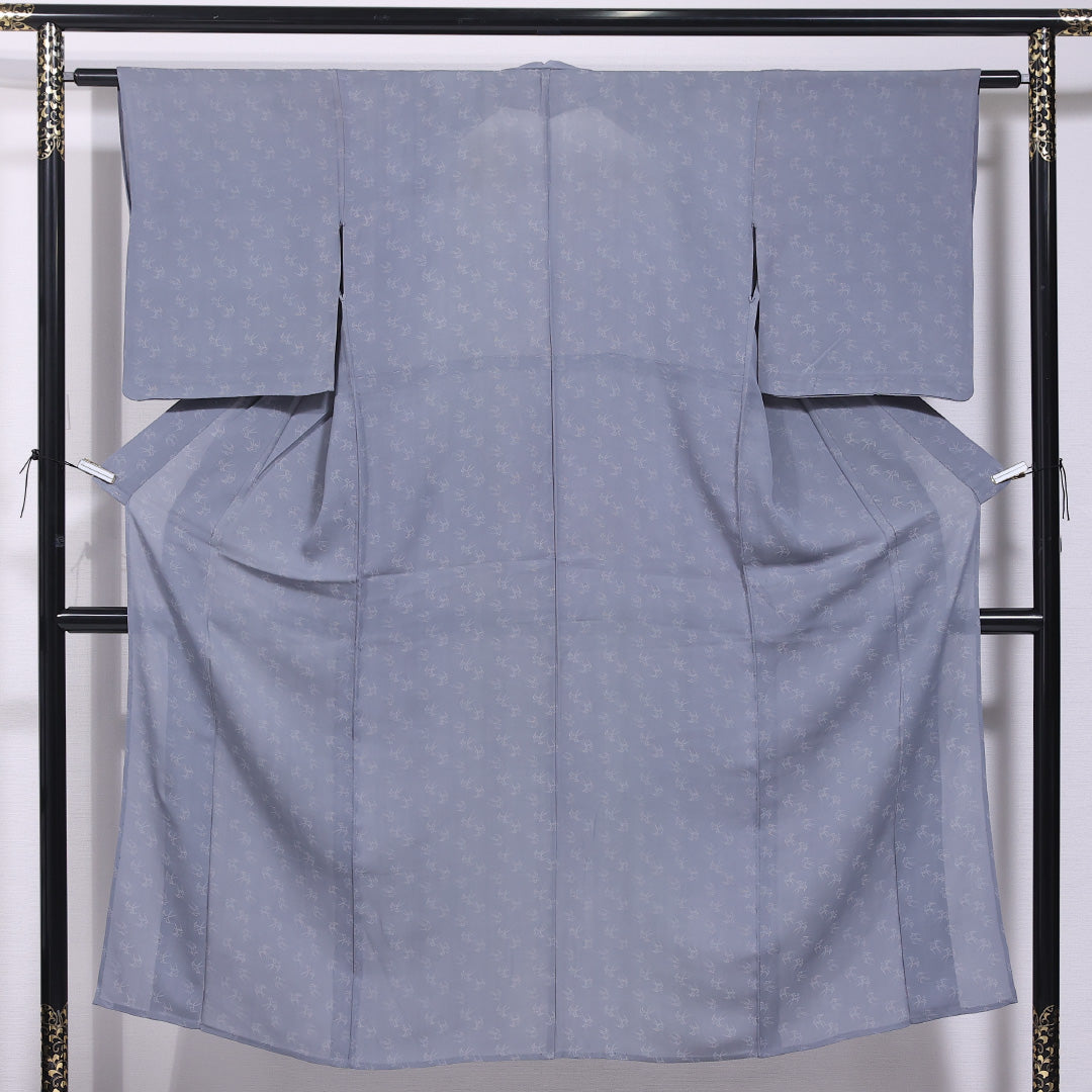 小紋 夏着物 身丈143cm 裄丈61cm XS 正絹 Aランク 絽 バチ衿 燕 夏物 1215-11757