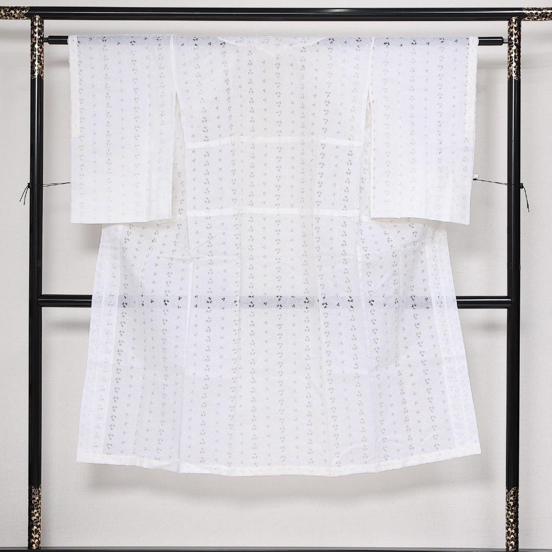 夏物 洗える着物 木綿の長襦袢 夏物 身丈135cm 裄丈61cm 木綿 Aランク XLサイズ 花柄 白系 RP 1239-13476