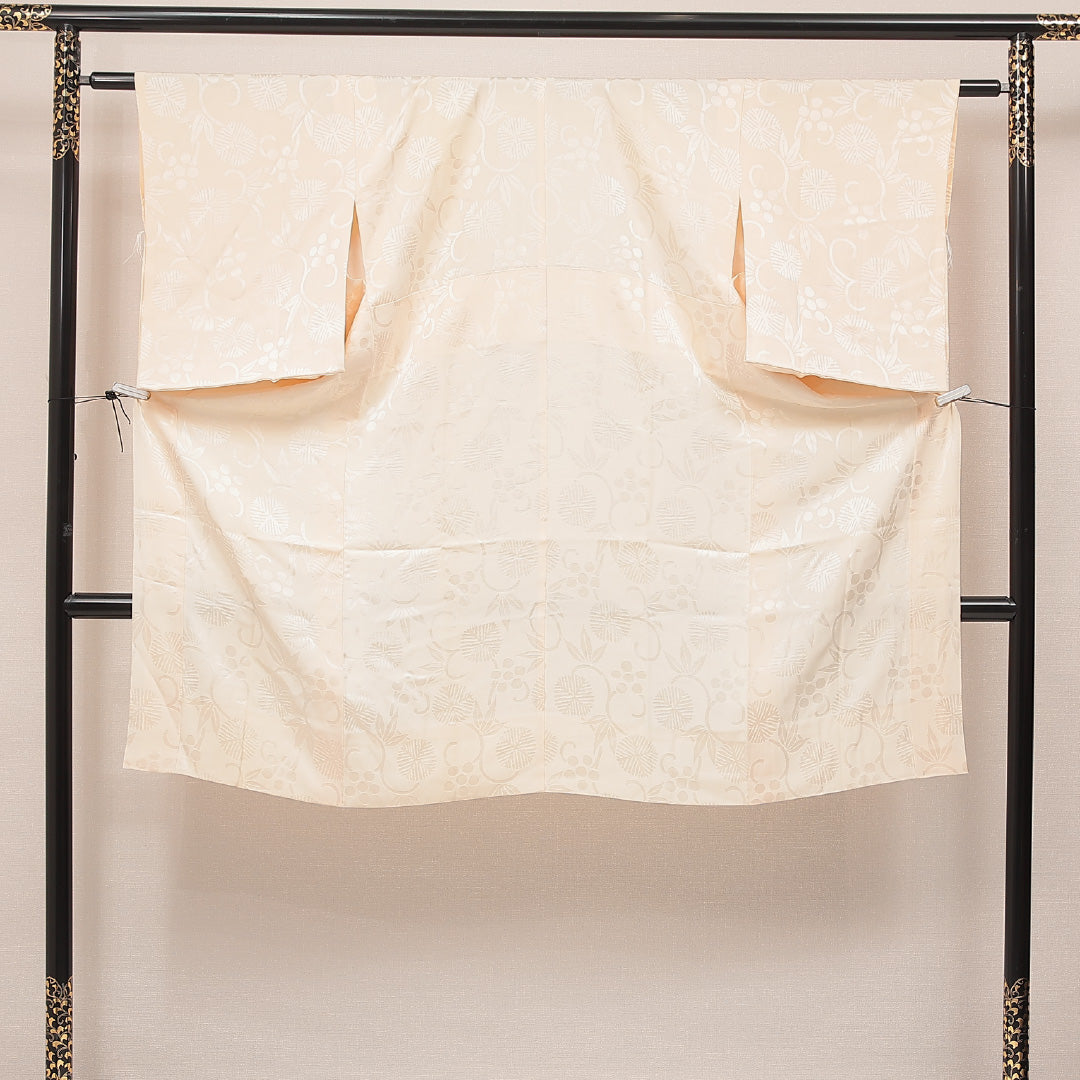 長襦袢 クリーム系 ポリエステル 無双袖 梅 1239-17094 背面全体