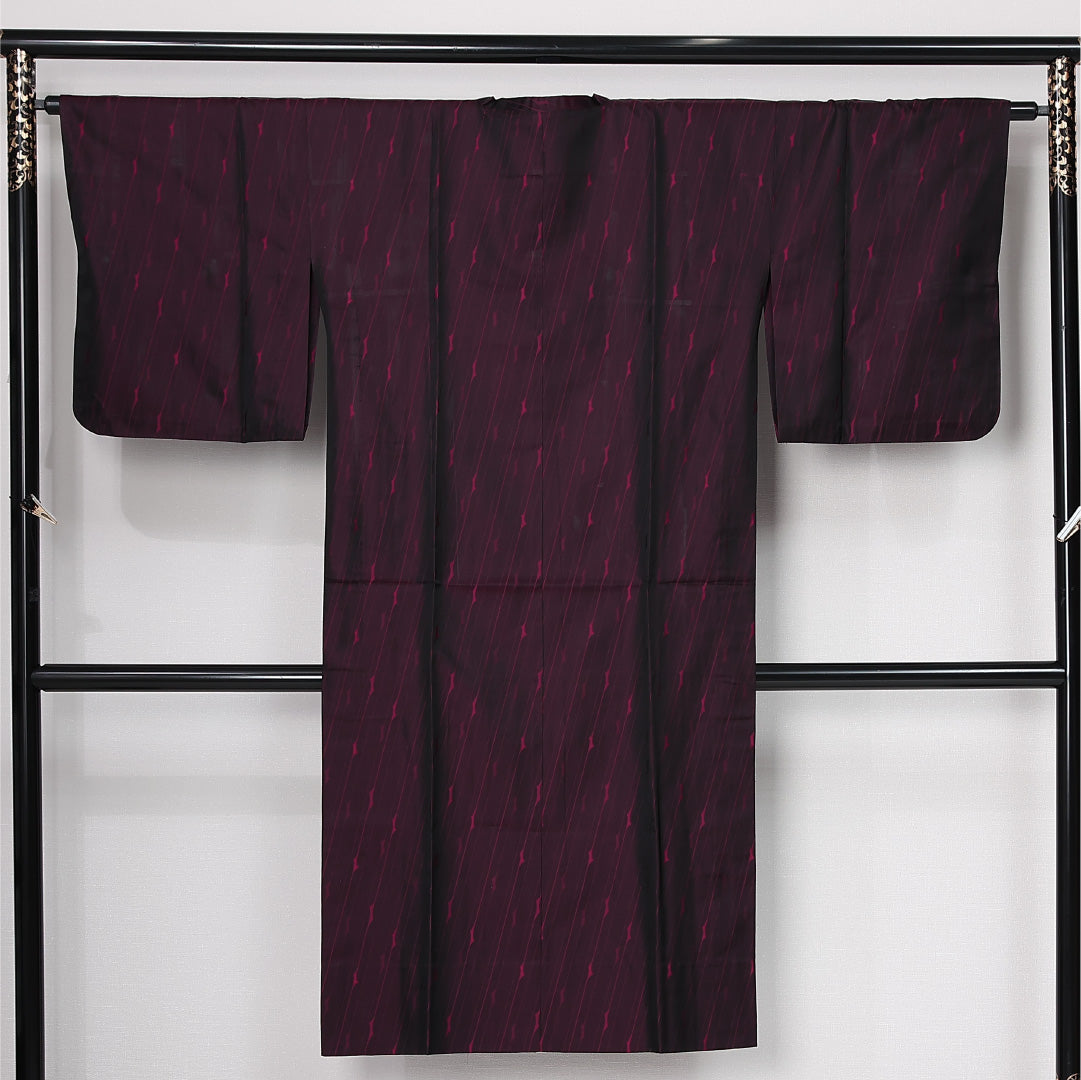 道行コート 袷 身丈129cm 裄丈64cm 正絹 Sランク インフォーマル Mサイズ ポケットあり 抽象柄 紫系 M4 1237-12612