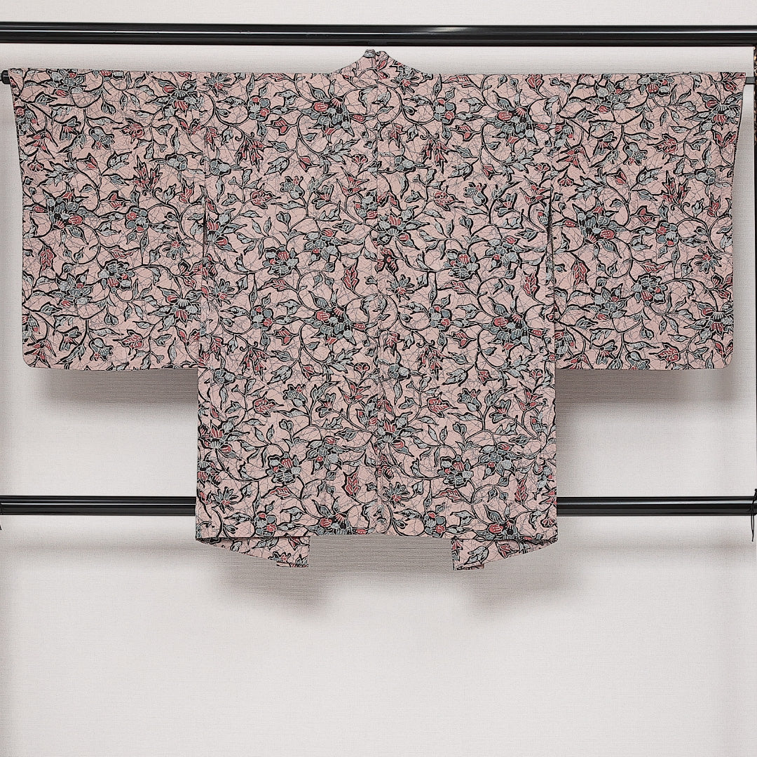 アンティーク 羽織 袷 身丈85cm 裄丈67cm 正絹 Aランク Mサイズ 花柄 紫系 HP 1232-13872