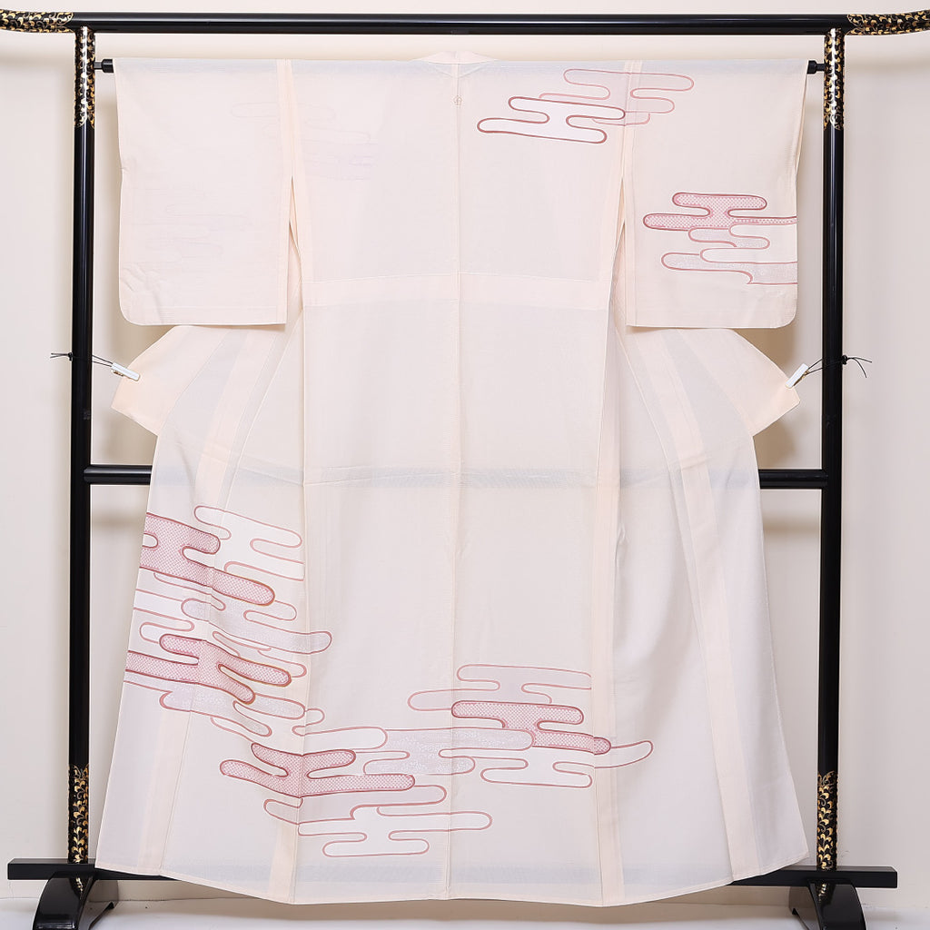 IK-1216 逸品！アンティーク ほどこし 夏着物 絽 金駒刺繍 銀彩 豪華 