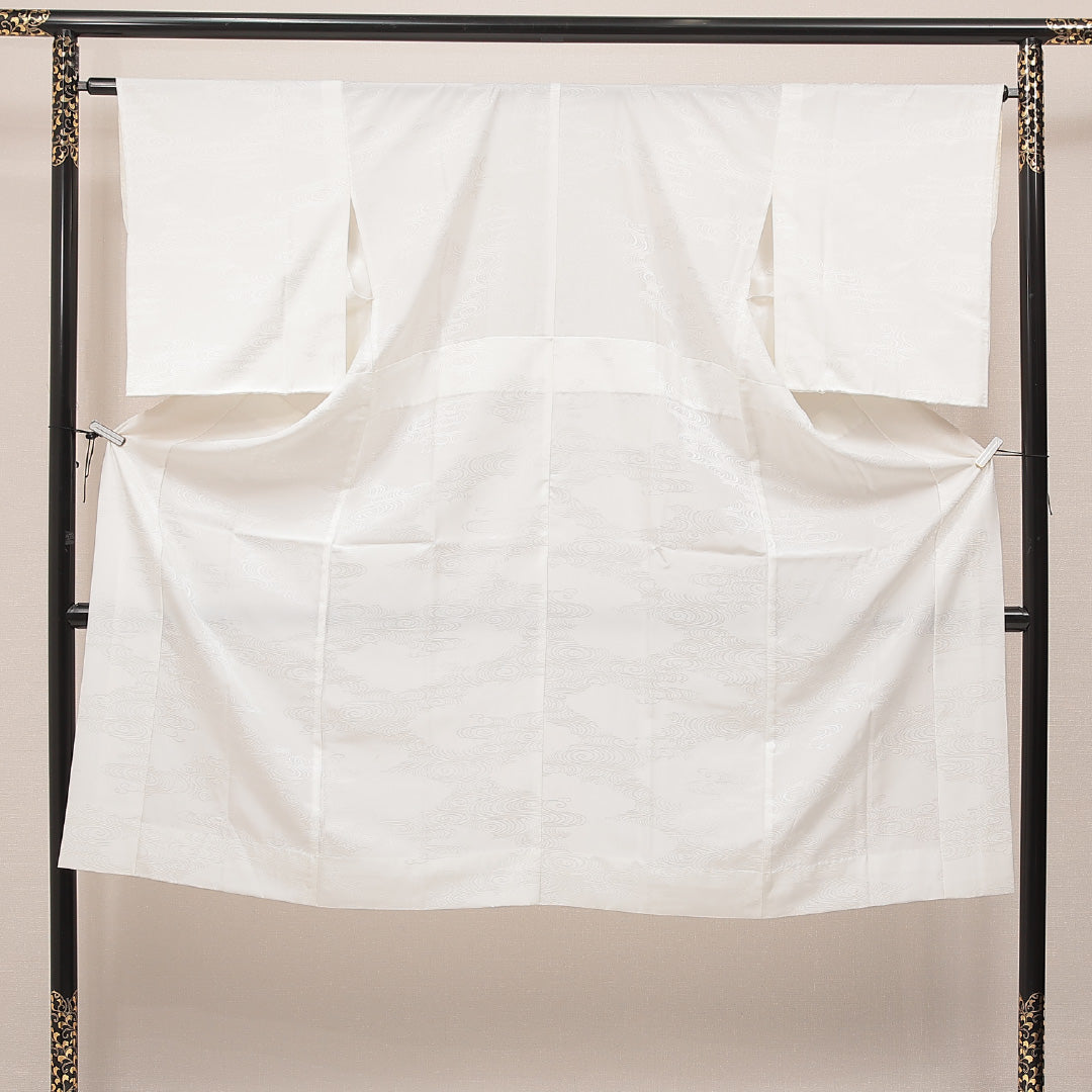 長襦袢 クリーム系 ポリエステル 無双袖 流水 1239-17093 背面全体