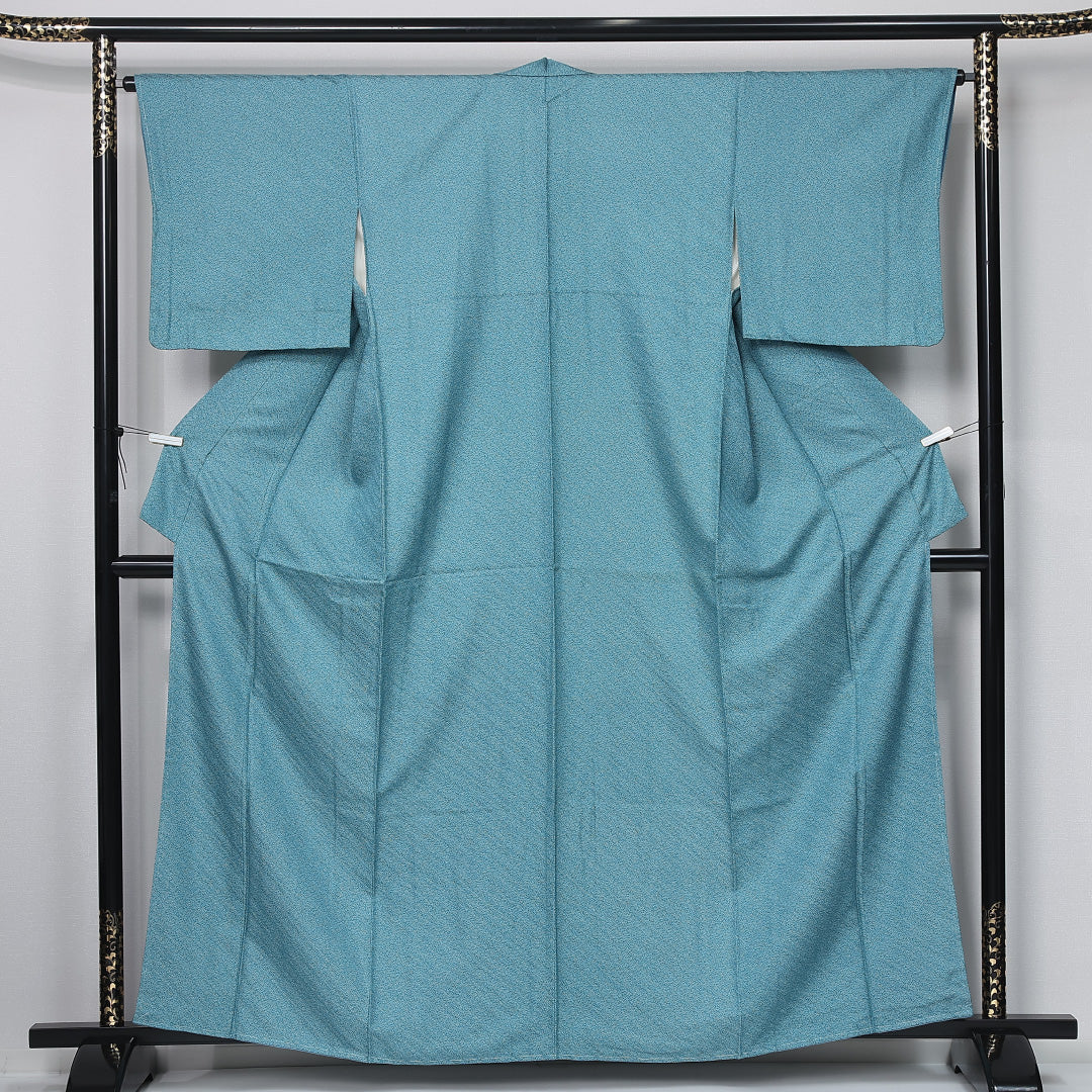 江戸小紋 身丈160cm 裄丈64.5cm Sランク L 正絹 袷 バチ衿 カジュアル 水色系 1262-12030