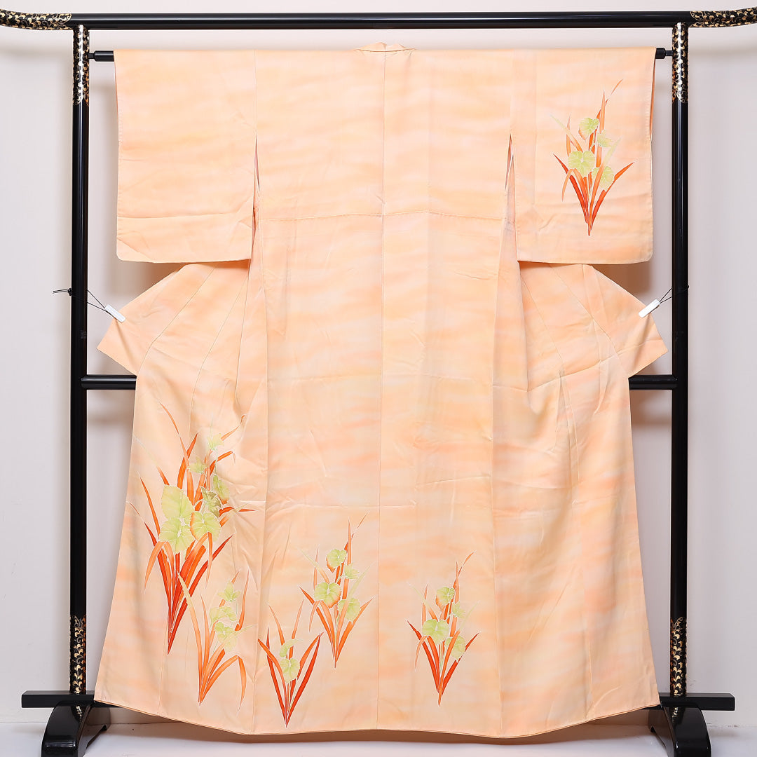 付下げ 袷 身丈160cm 裄63cm 正絹 ぼかし 菖蒲 Aランク 1212-00677