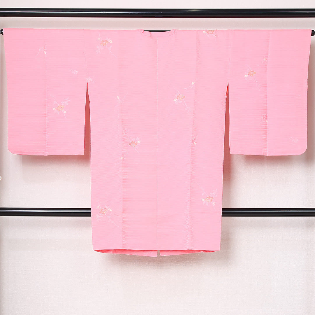 道行コート 袷 身丈95cm 裄丈66cm 正絹 Sランク セミフォーマル Mサイズ ポケットあり 桜 ピンク系 RP 1237-12800