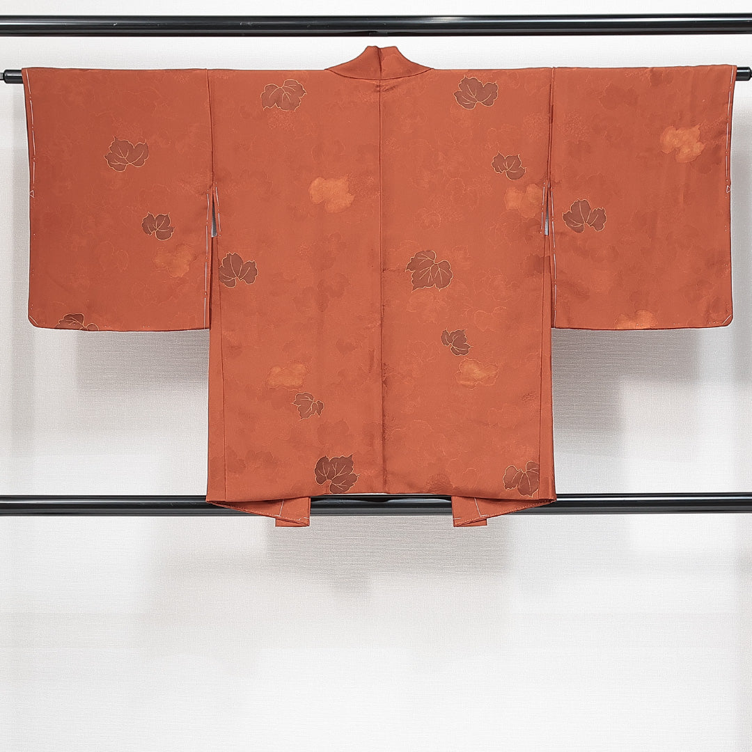 未使用品 羽織 袷 身丈78cm 裄丈62cm 正絹 Sランク カジュアル Sサイズ しつけ糸 葡萄 茶系 RP 1232-14743