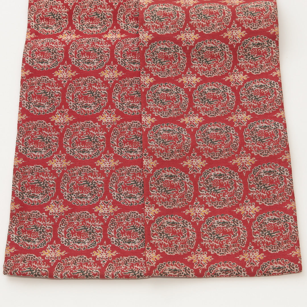 半幅帯 六通 小袋帯 帯丈246cm Bランク カジュアル 正絹 名物裂 赤系 1225-000461
