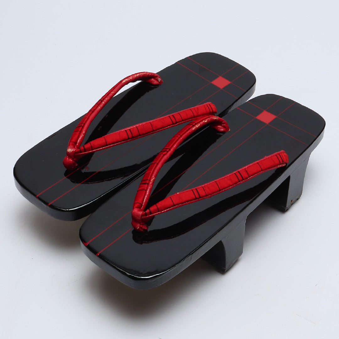 未使用品 夏物 下駄 カジュアル 木製 合皮 Aランク 和装小物 黒系 1244-00716