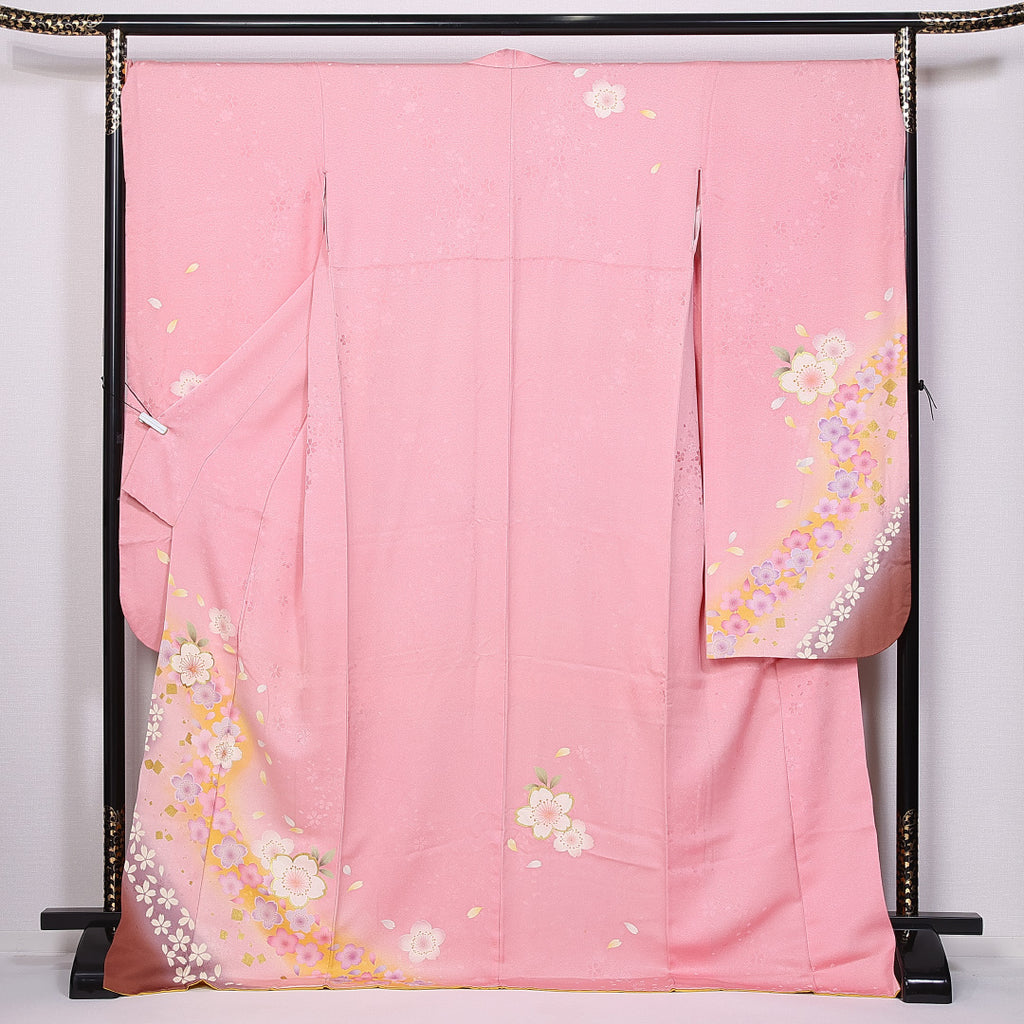 振袖 身丈171.5cm 裄丈63.5cm S 袷 濃ピンク 近しい 正絹 美品 