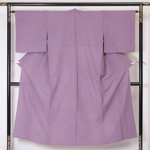 小紋 単衣 身丈143cm 裄64cm 正絹 レトロ 紫系 Sランク 1215-02005