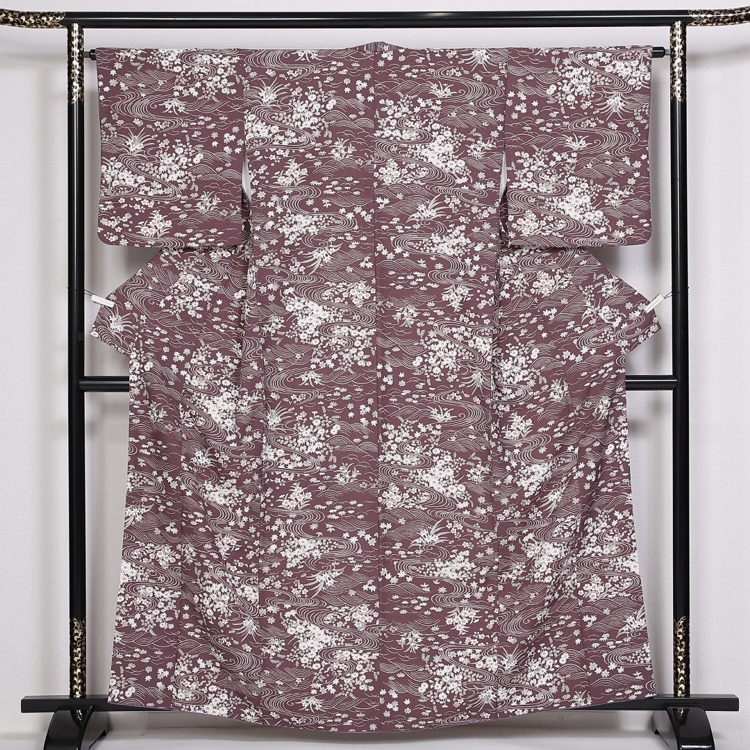 小紋 身丈161cm 裄丈64cm Aランク 袷 洗える着物 ポリエステル 広衿 1215-10027