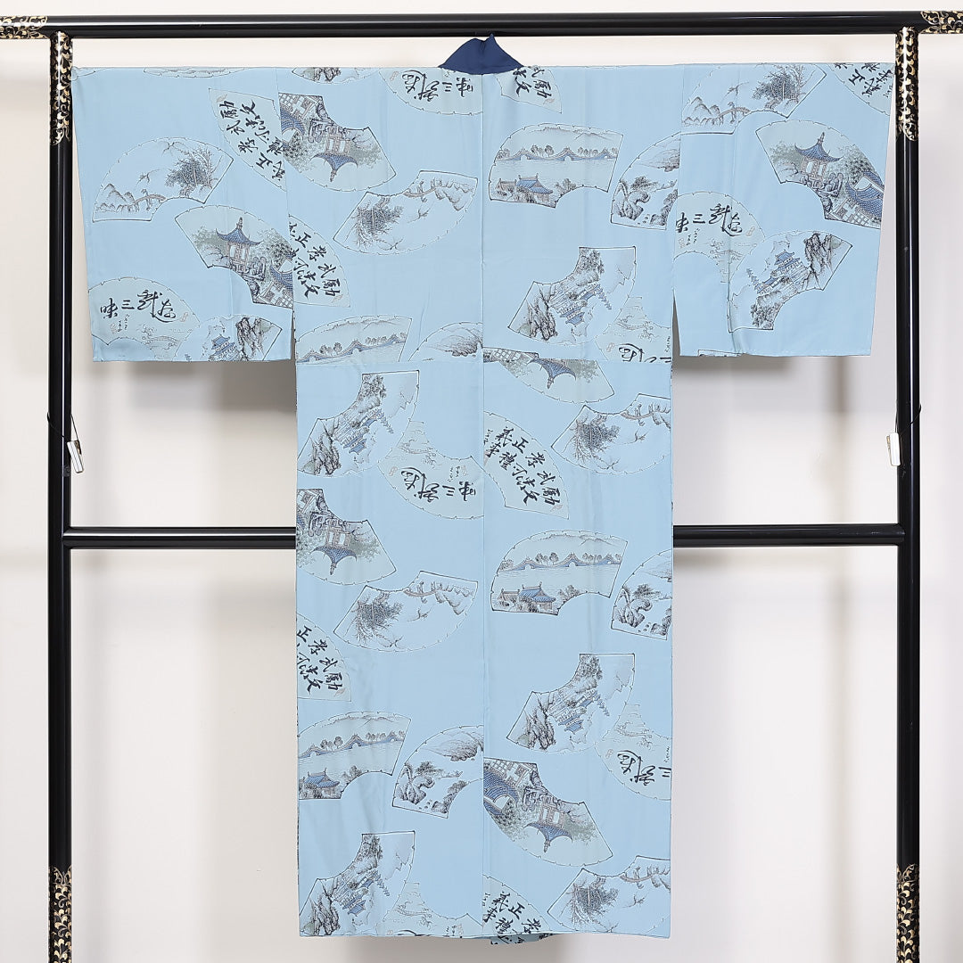 男物 長襦袢 袷 身丈144cm 裄69cm 正絹 楼閣 Sランク 1219-00011