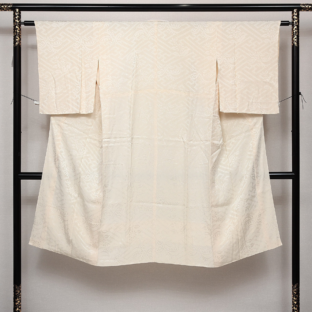 長襦袢 袷 身丈153cm 裄丈60cm 正絹 Sランク 紋意匠 (吉祥文様) FREEサイズ クリーム系 RP 1239-14039