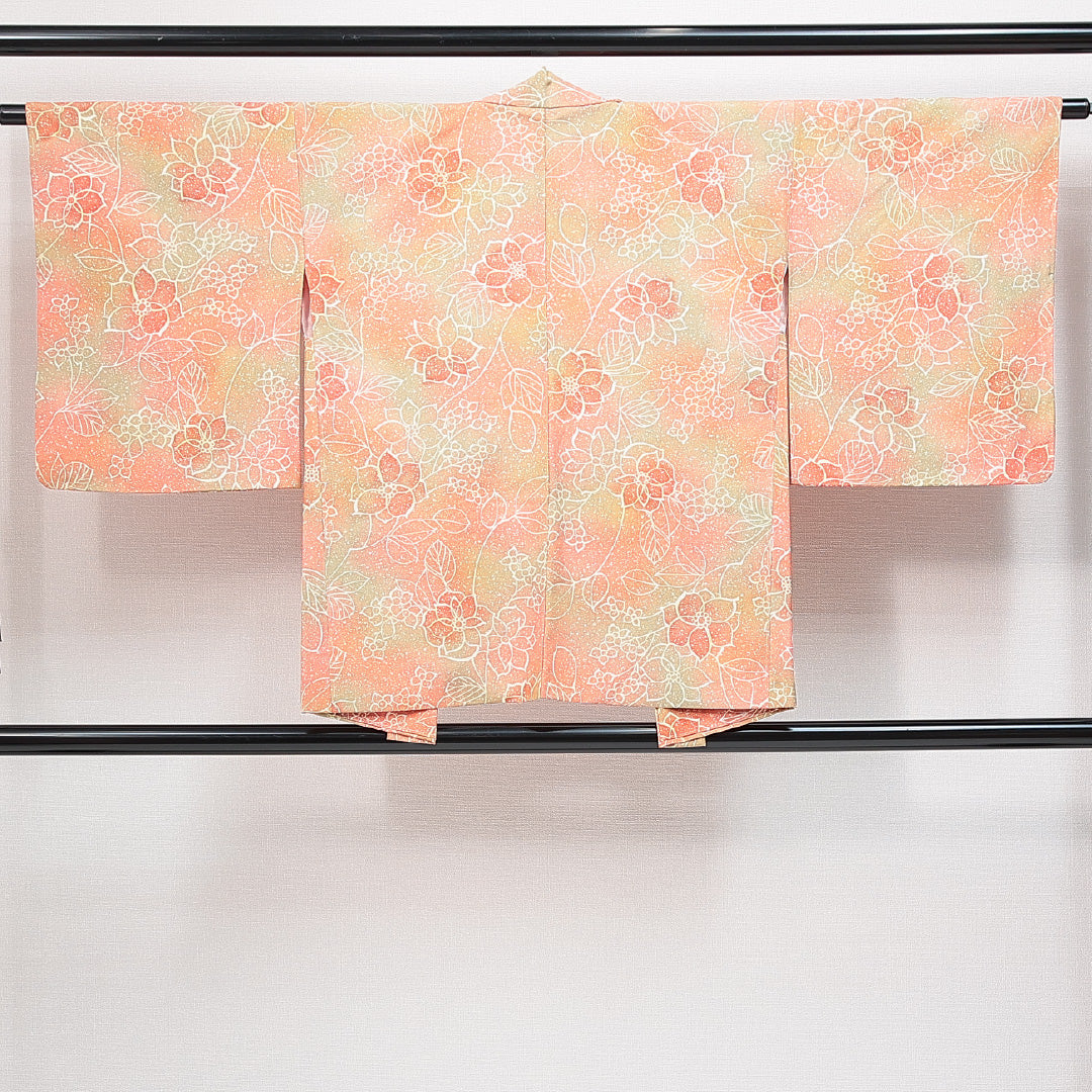 羽織 袷 身丈75cm 裄丈62cm 正絹 Cランク カジュアル Sサイズ 花柄 多色系 HP 1232-14850