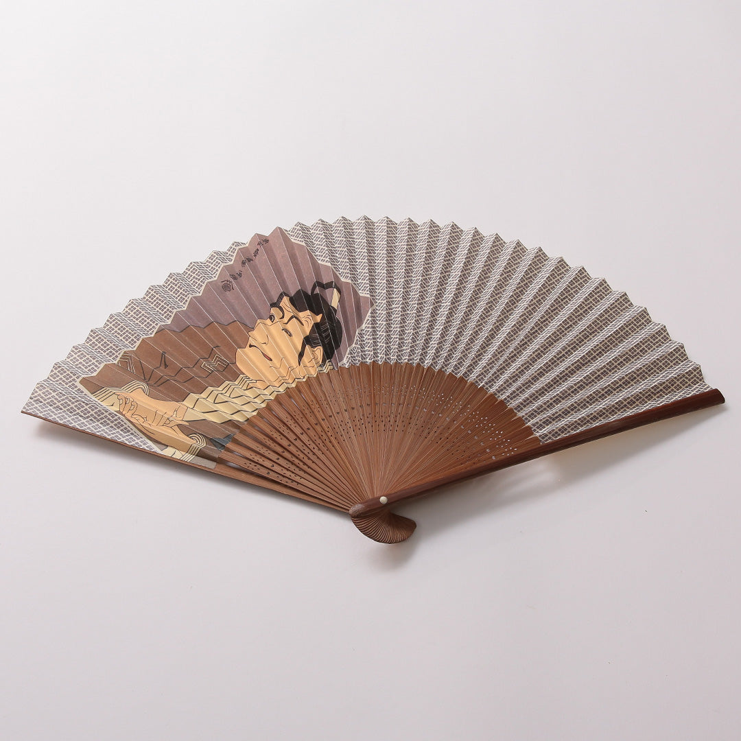 扇子 Aランク 紙扇子 カジュアル 浮世絵 木製 和装小物 茶系 1240-00954