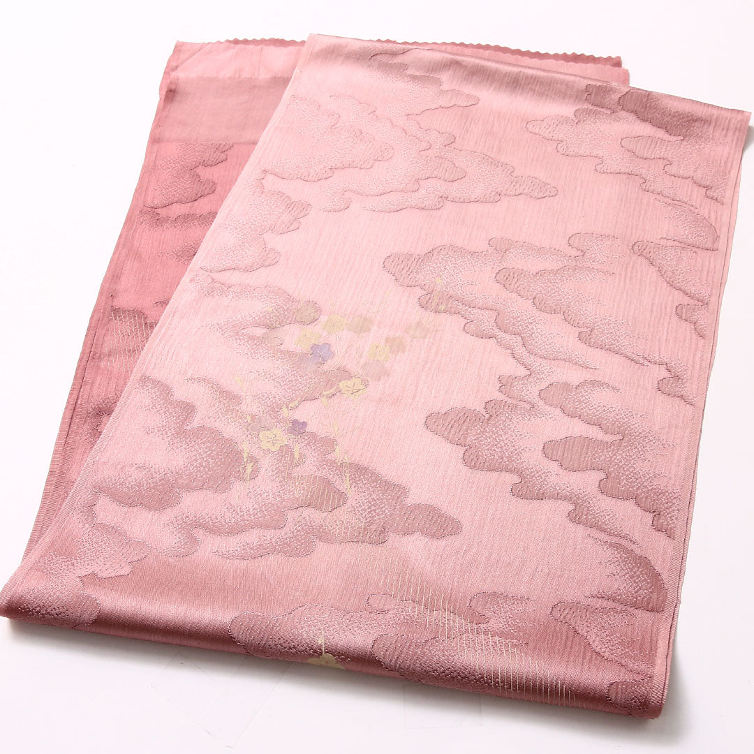帯揚げ 礼装用 綸子 正絹 Sランク ピンク系 1230-00347