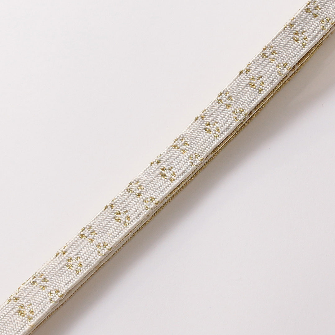 新古品 帯締め 留袖用 正絹 Nランク 平組紐 白系 金系 共箱 D 1236-01383