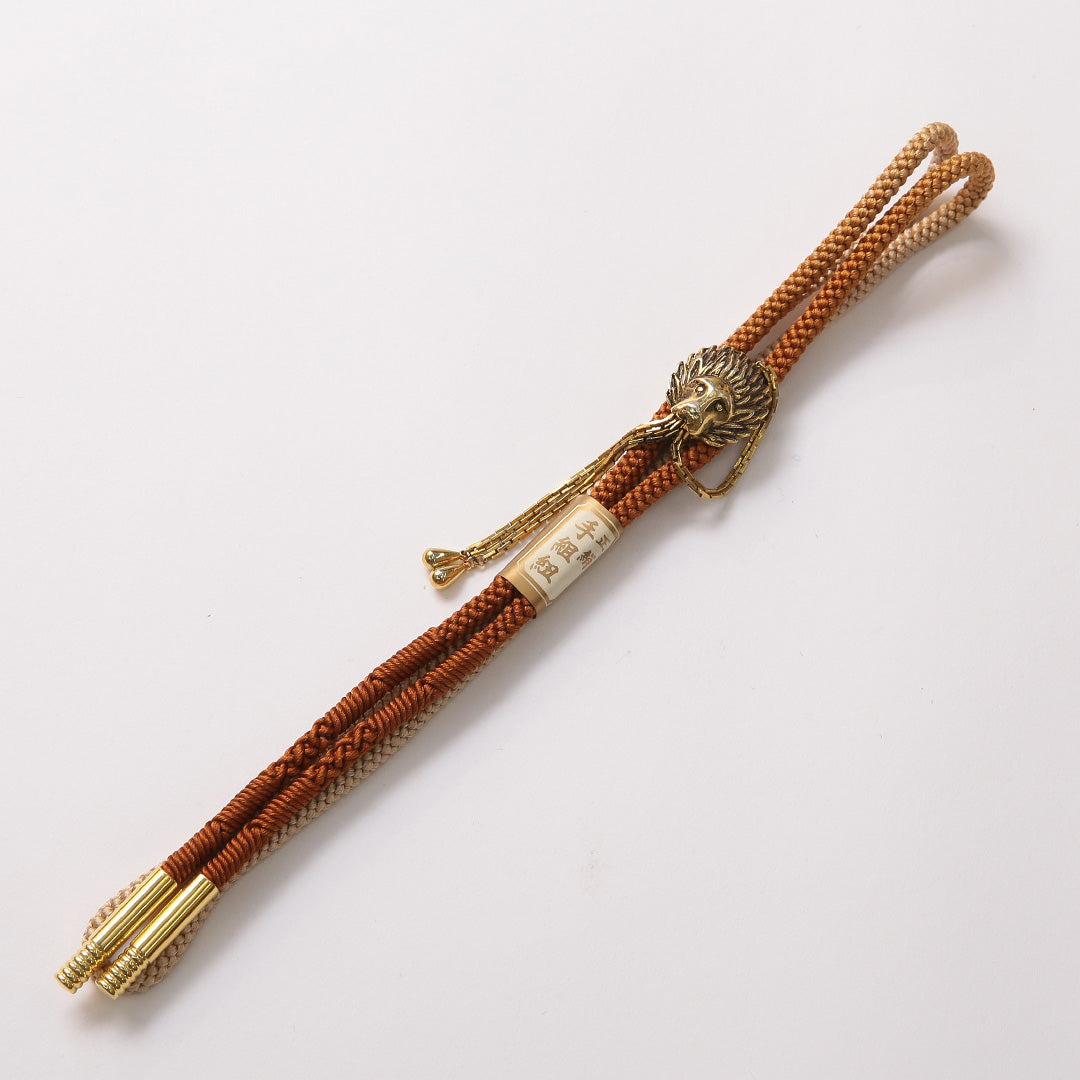 新古品 帯締め 正絹 Nランク 丸組紐 茶系 共箱 D 1236-01388