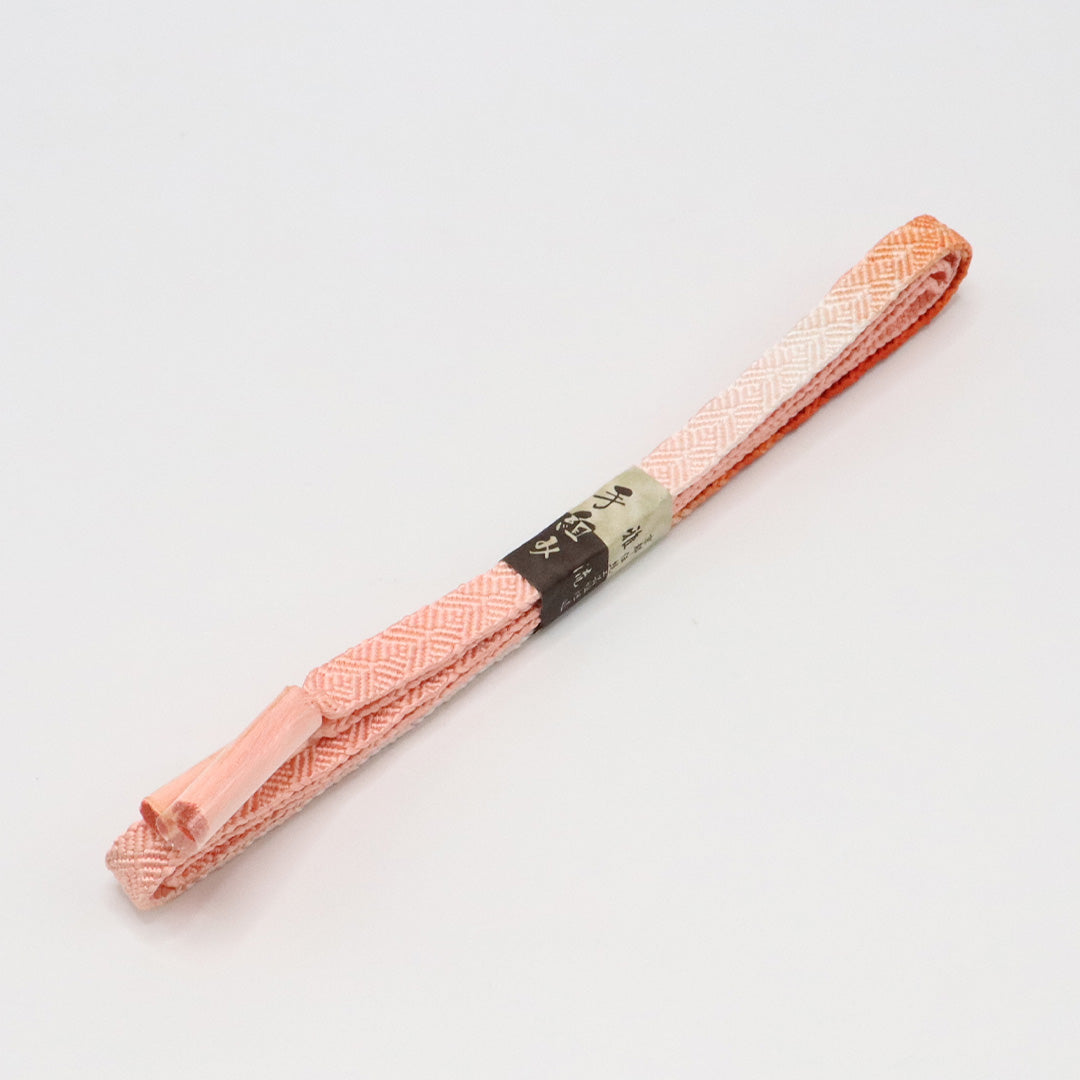 新古品 帯締め 正絹 Nランク 平組紐 唐組 ピンク系 白系 1236-01092