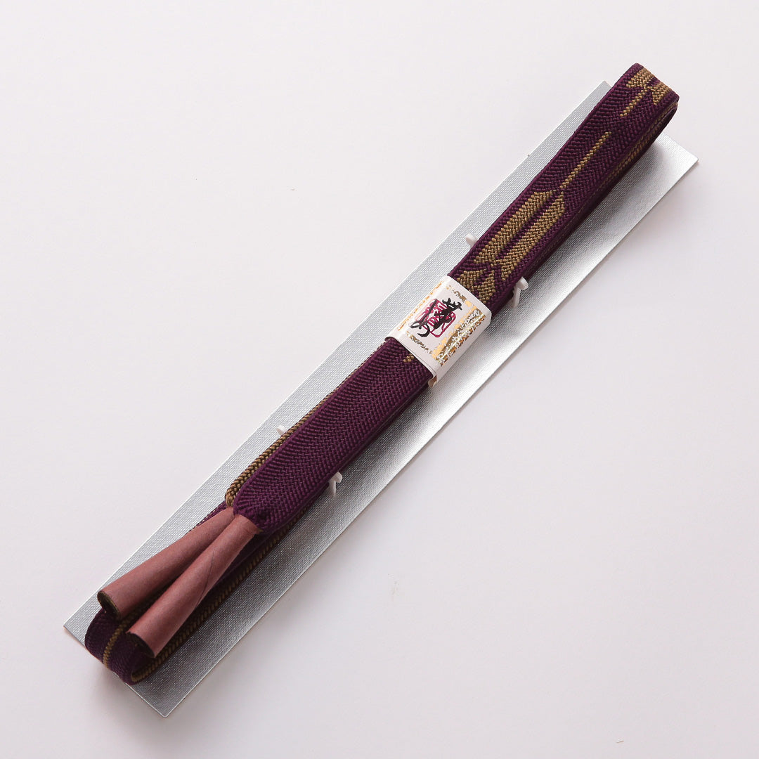 新古品 帯締め 礼装用 正絹 Nランク 平組紐 高麗組 紫系 緑系 共箱 D 1236-01360