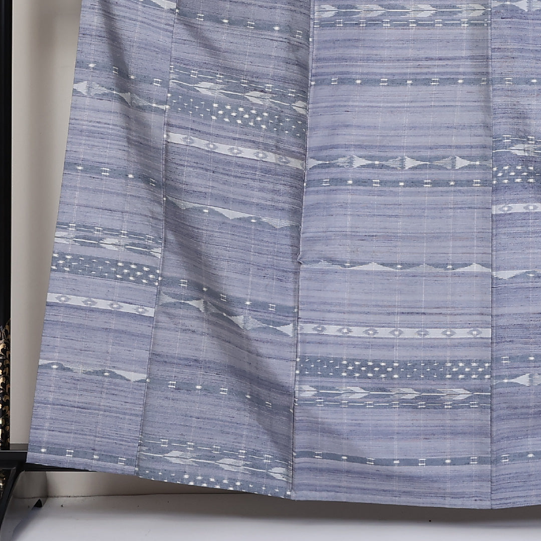 紬 単衣 身丈163cm 裄62.5cm 正絹 青系 Bランク 1216-01191