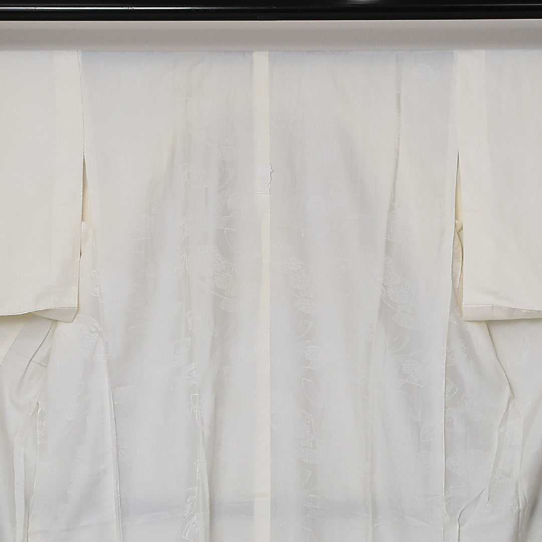 長襦袢 無双袖 身丈126cm 裄丈63cm 正絹 Aランク Mサイズ 吉祥文様 クリーム系 RP 1239-12686