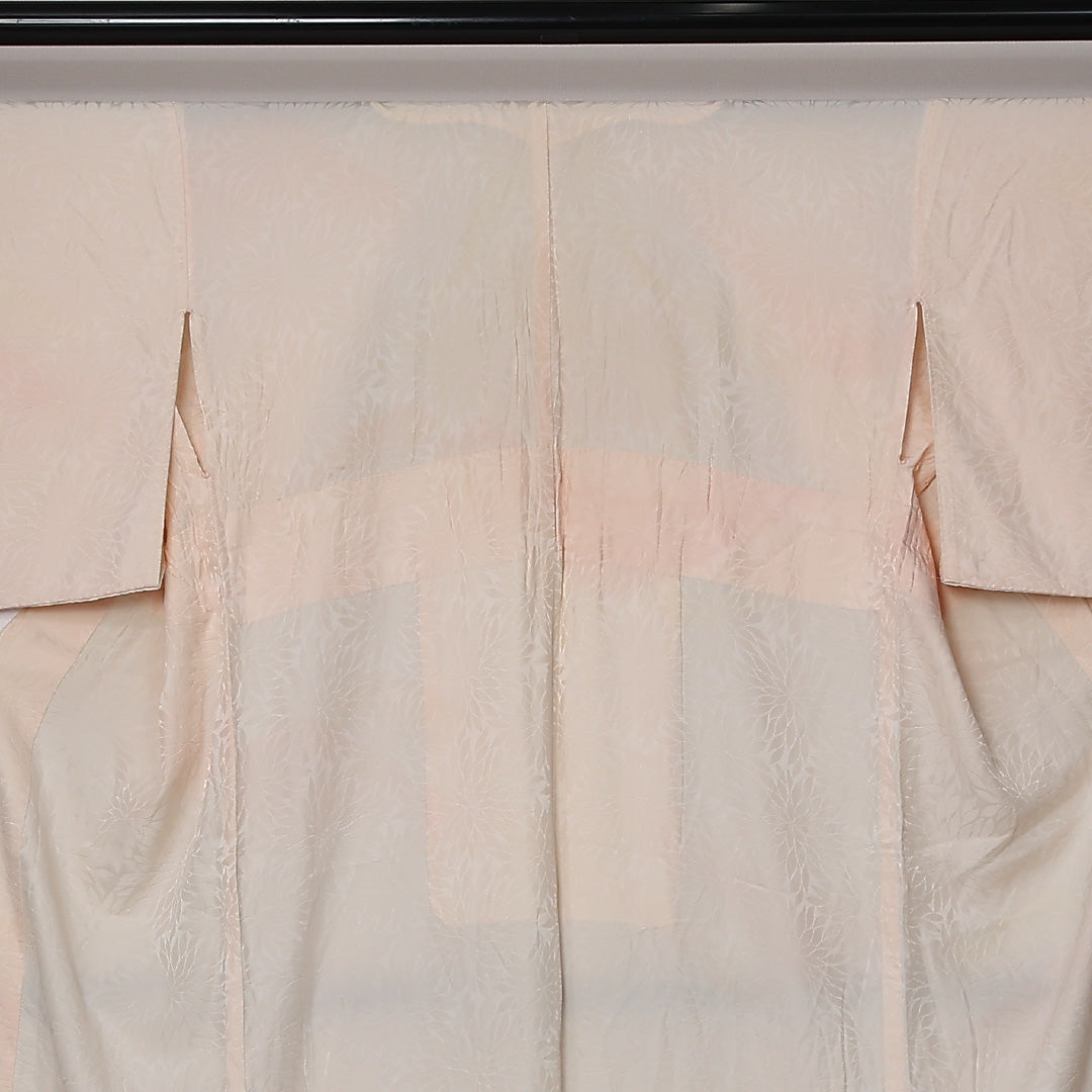 長襦袢 無双袖 身丈124cm 裄丈66cm 正絹 Aランク Mサイズ 居敷当て 菊 ピンク系 RP 1239-12690