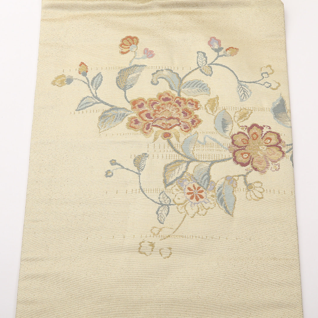 名古屋帯 ポイント柄 帯丈370cm カジュアル Aランク 正絹 唐華 金系 1224-02191