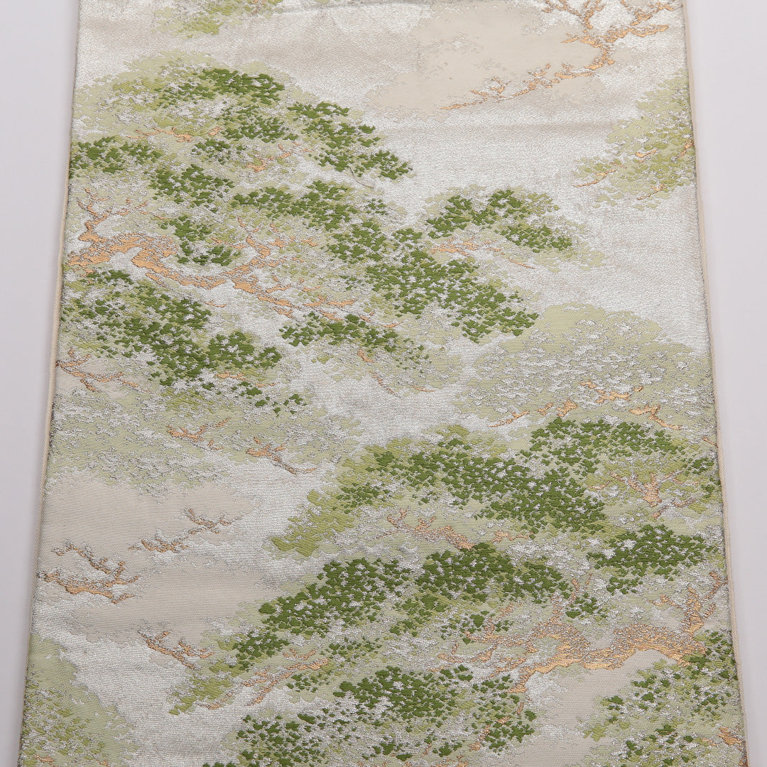袋帯 帯丈428cm 正絹 六通 フォーマル 綴れ織 松 クリーム系 1243-01387