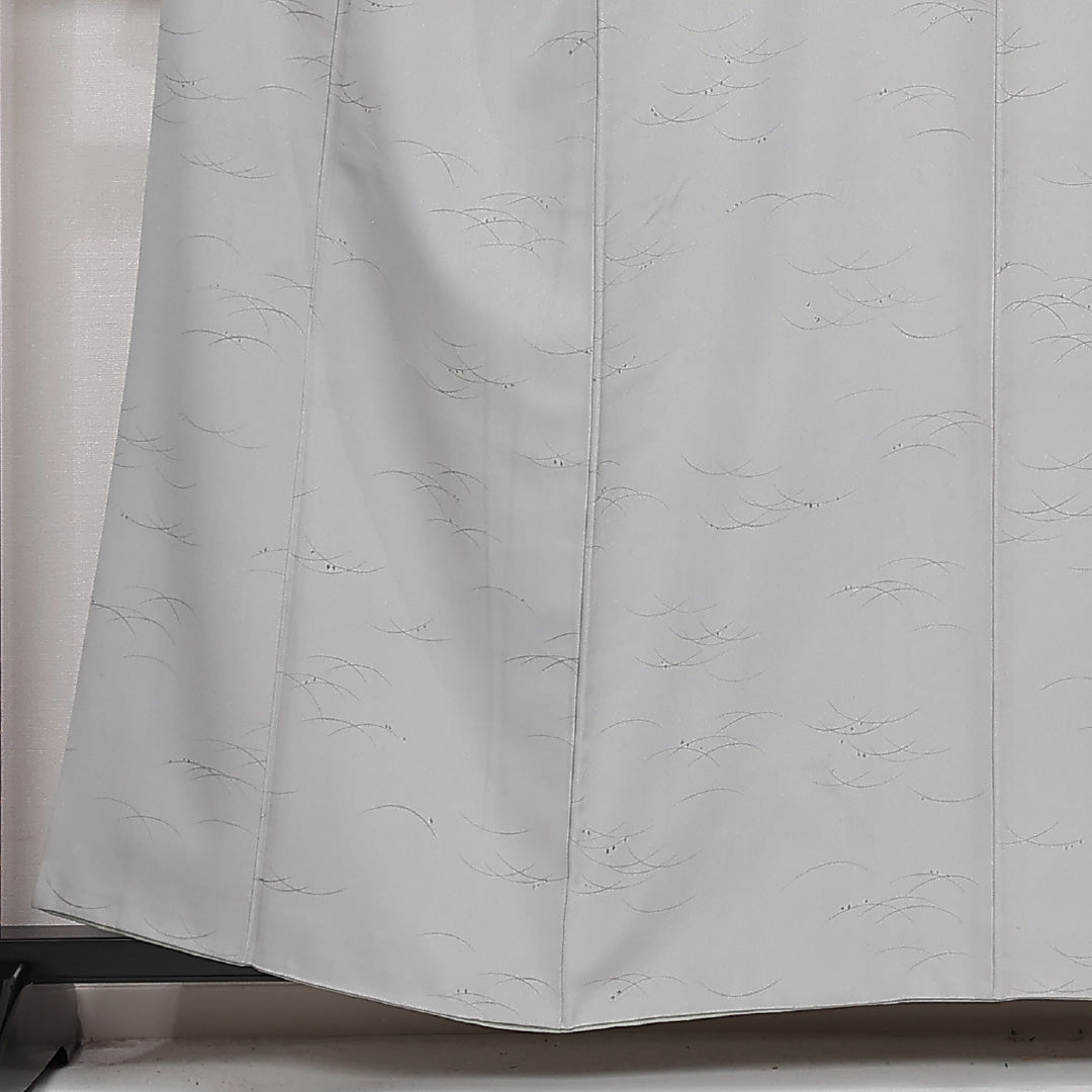 小紋 袷 身丈159cm 裄丈63cm 正絹 Aランク インフォーマル 広衿 Mサイズ 露芝草 グレー系 RP 1221-13334