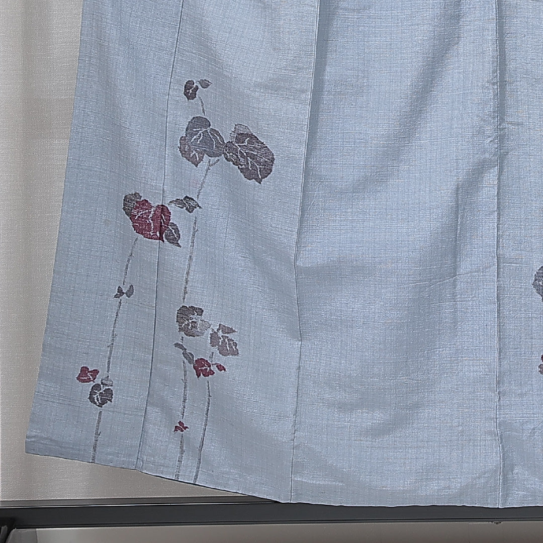 付下げ（紬） 袷 身丈154cm 裄丈61cm 正絹 Cランク Sサイズ 広衿 インフォーマル 植物柄 落款 水色系 1261-14970