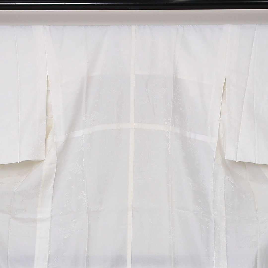 長襦袢 無双袖 身丈132cm 裄丈62cm 正絹 Cランク XLサイズ 菊 白系 LP 1239-12674