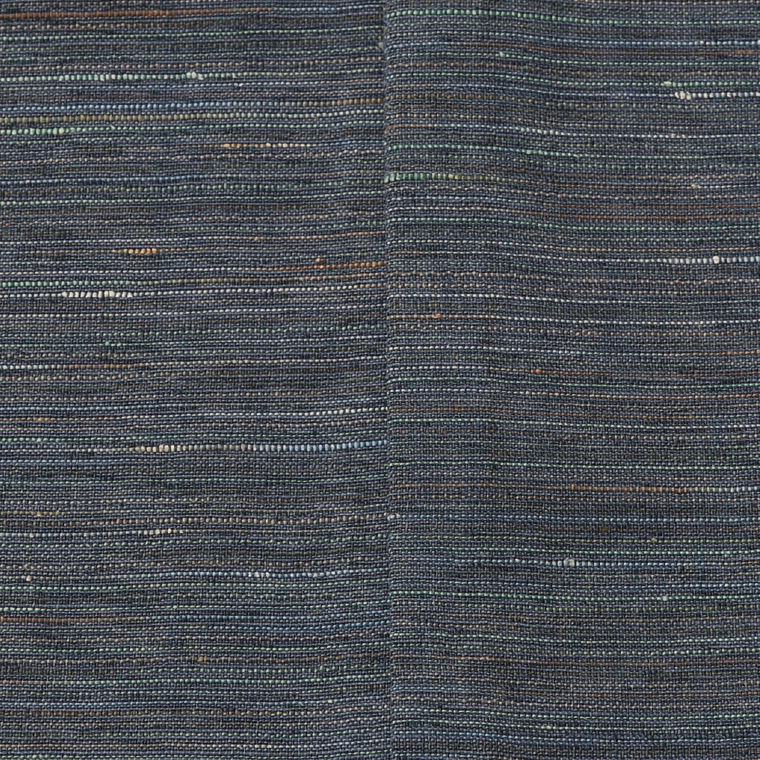 半幅帯 紬地 全通 小袋帯 帯丈318cm Sランク カジュアル 正絹 紺系 1225-000380