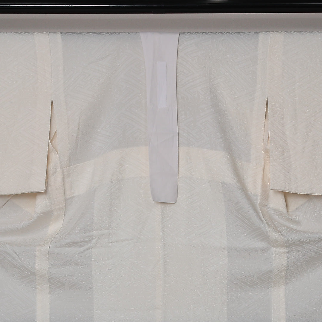 長襦袢 無双袖 身丈124cm 裄丈61cm 正絹 Sランク Mサイズ 居敷当て 白系 RP 1239-12649