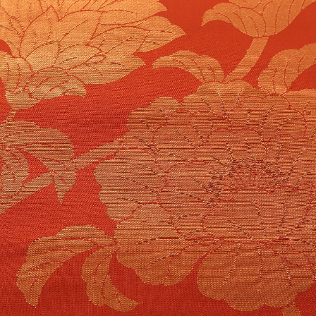 本袋帯 帯丈444cm フォーマル 全通 Sランク 正絹 唐華 蓮 朱系 1223-01894