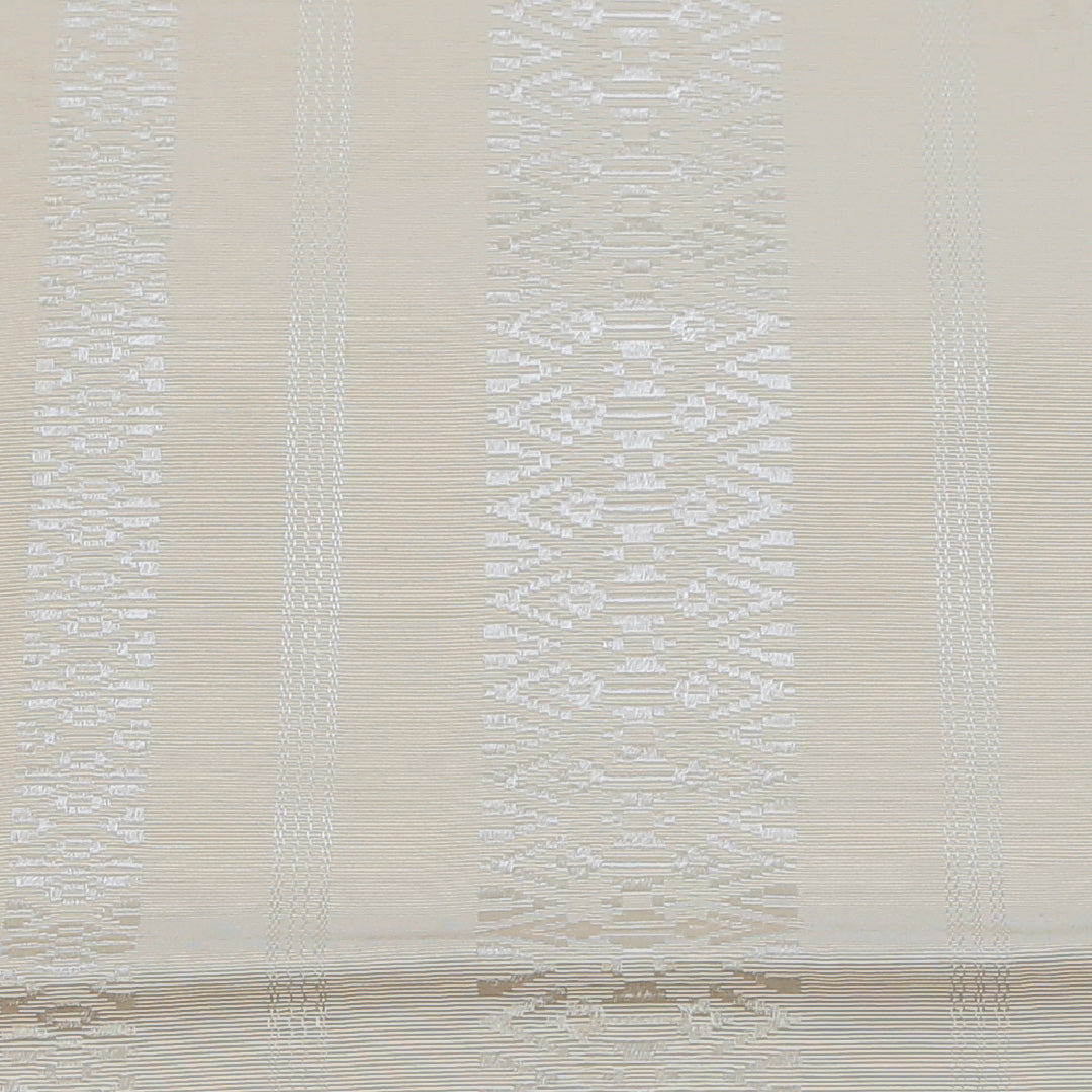 夏物 八寸名古屋帯 帯丈324cm インフォーマル 松葉仕立て 全通 Cランク 正絹 本場筑前博多織 献上柄 クリーム系 1224-00349