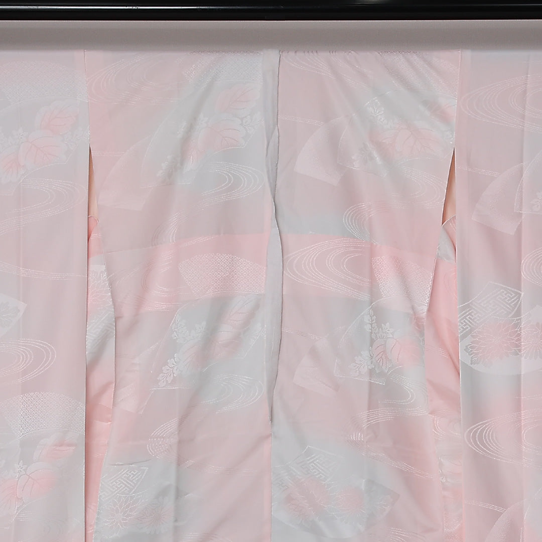 振袖用 長襦袢 無双袖 身丈127cm 裄丈65cm 正絹 Aランク Mサイズ 吉祥文様 ピンク系 RP 1240-12638