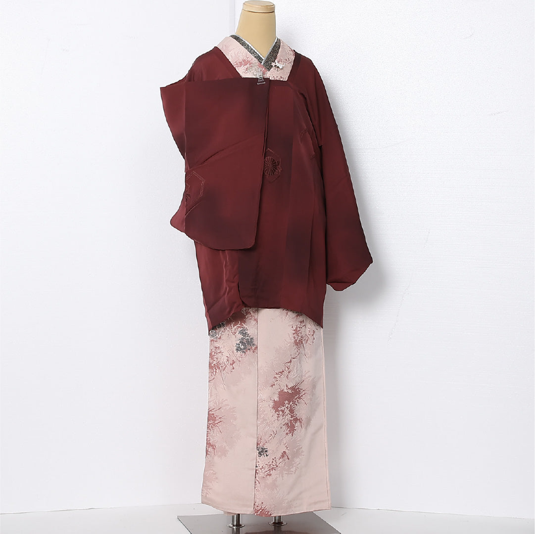 道行コート 袷 身丈85cm 裄丈65cm 正絹 Sランク セミフォーマル Mサイズ ぼかし染 刺繍 ポケットあり 菊 紫系 RP 1237-12885