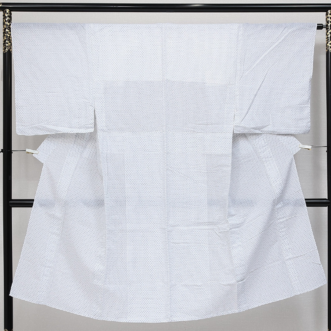 木綿の浴衣 男性用（紬） 夏物 洗える着物 夏物 身丈131cm 裄丈66cm 木綿 Sランク XSサイズ 選択必須 居敷当て 肩当て 十字絣 白系 1219-14588